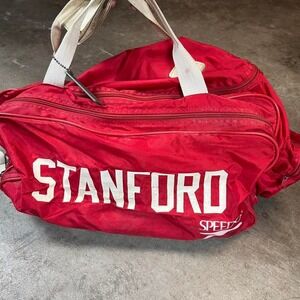vintage 80s Stanford Speedo duffel bag with a unique, worn-in look